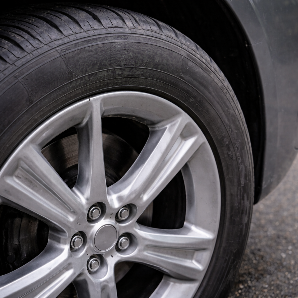 Abrillantador para neumáticos de vehículos - antes aplicación