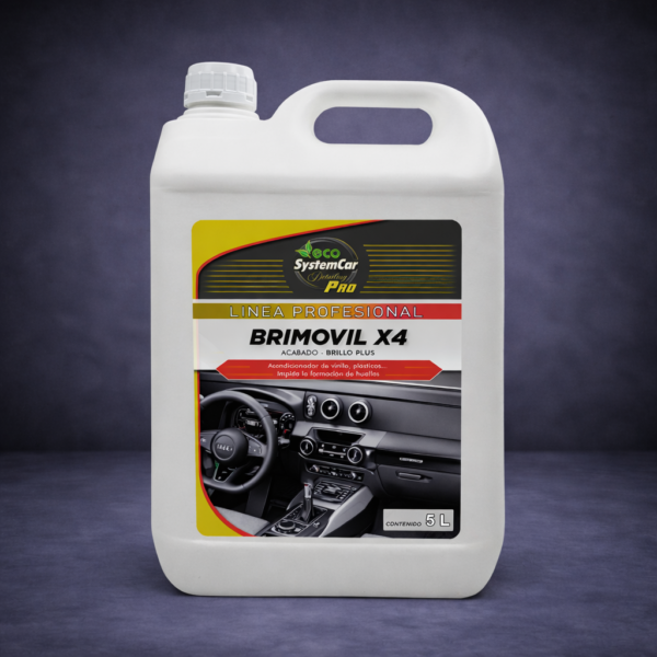 Brimovil X4 Limpiador de Salpicaderos Acabado Brillo Plus es un limpiador y protector profesional para salpicaderos y superficies interiores del vehículo, formulado para proporcionar una limpieza eficaz junto con un brillo alto intensificado. Su acción elimina polvo, suciedad ligera y restos del uso diario, aportando un acabado brillante y uniforme que realza al máximo el aspecto de los materiales interiores.
