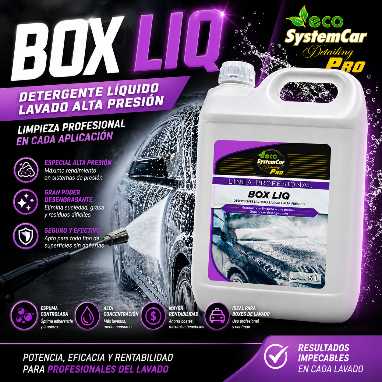 BOX LIQ detergente de lavado para box a alta presion