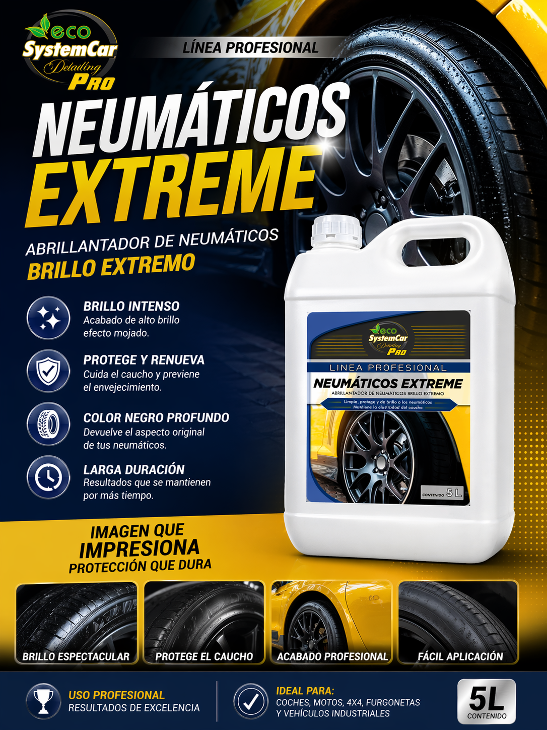 Neumaticos extreme, limpiez y abrillanta los neumaticos