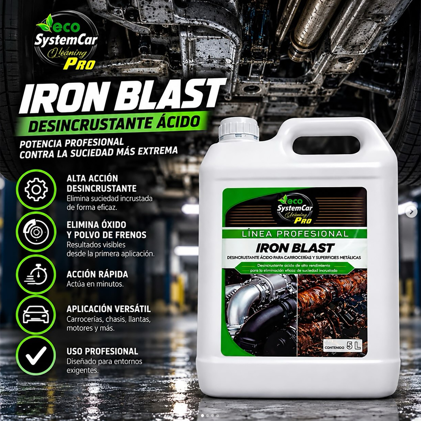 IRON BLAST Limpiador Ácido Concentrado para Automoción