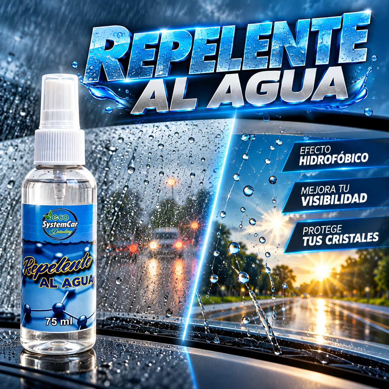Repelente de agua para cristales