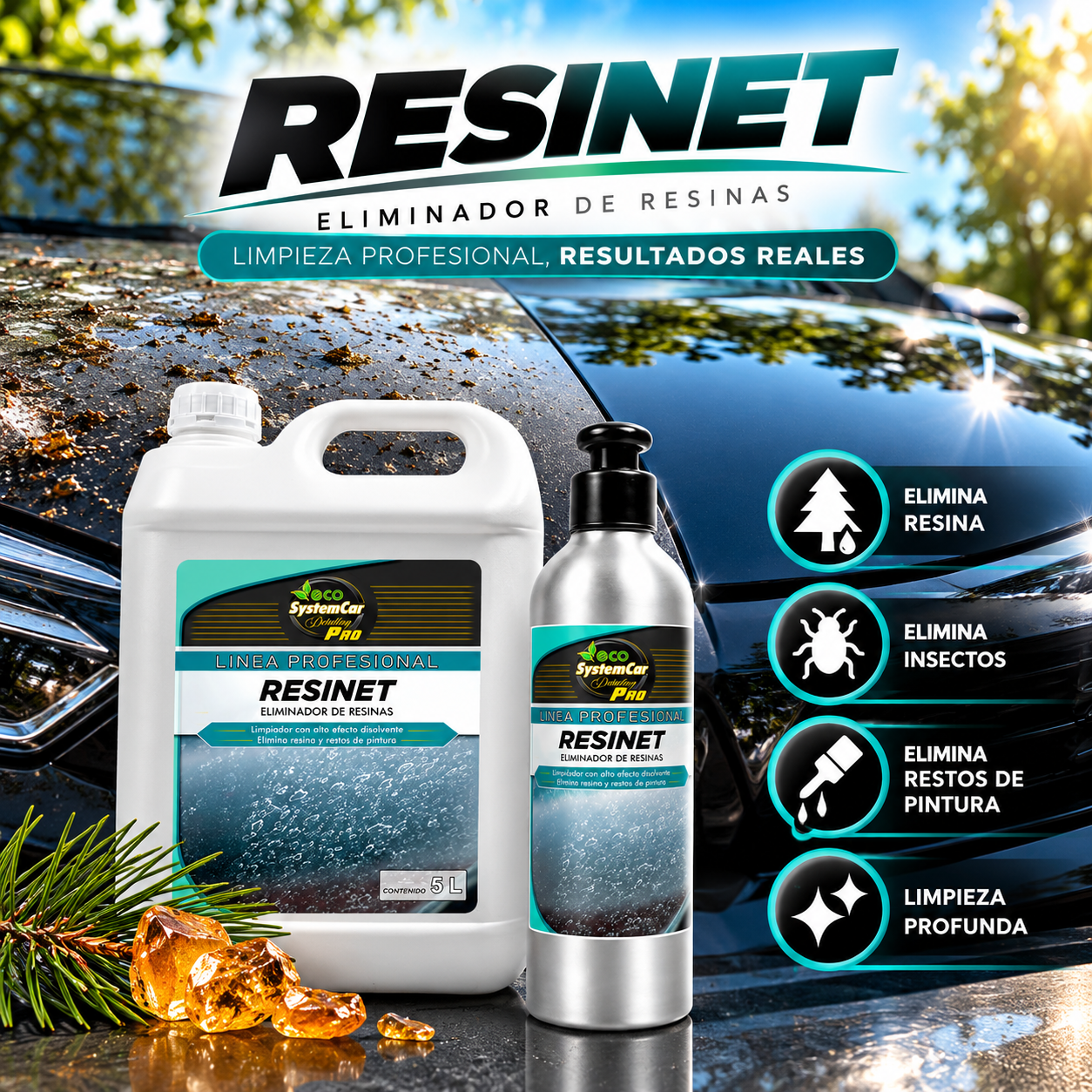eliminador de resina para coches